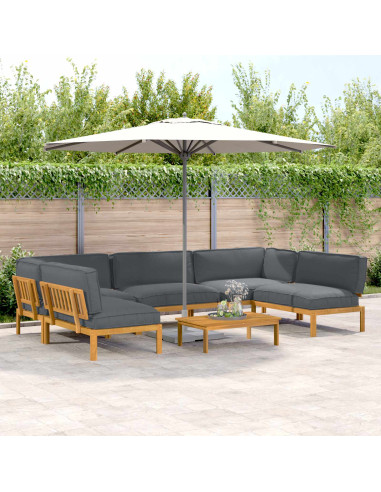 Set di divani 6 pcs Antracite Legno di Acacia Massello
