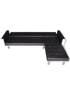 Divano Letto a L in Similpelle Nero