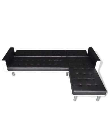 Divano Letto a L in Similpelle Nero