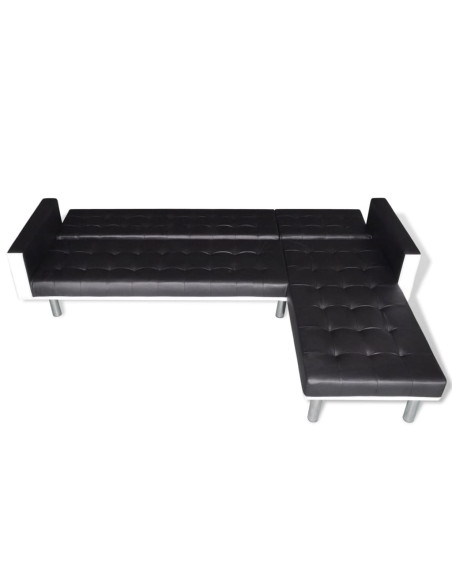 Divano Letto a L in Similpelle Nero