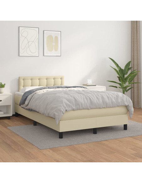 Giroletto a Molle con Materasso Crema 120x200 cm in Similpelle