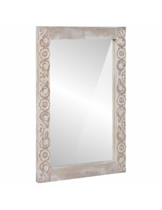 Specchio da bagno Bianco 50 x 70 x 3 cm Legno di mango massello