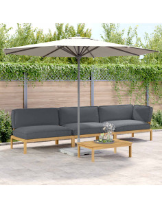 Set di divani 4 pcs Antracite Legno di Acacia Massello