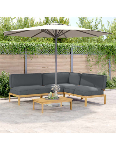 Set di divani 4 pcs Antracite Legno di Acacia Massello