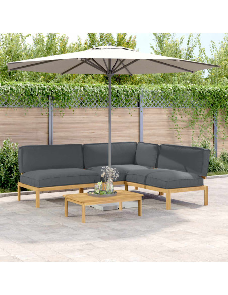 Set di divani 4 pcs Antracite Legno di Acacia Massello