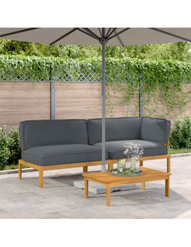 Set di divani 3 pcs Antracite Legno di Acacia Massello