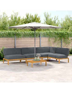 Set di divani 5 pcs Antracite Legno di Acacia Massello