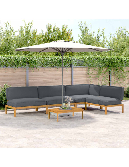Set di divani 5 pcs Antracite Legno di Acacia Massello
