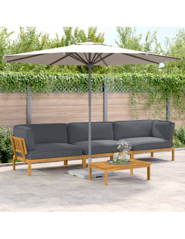 Set di divani 4 pcs Antracite Legno di Acacia Massello