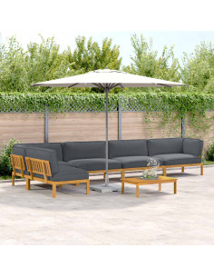 Set di divani 6 pcs Antracite Legno di Acacia Massello