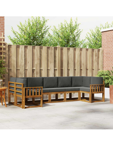 Set di divani da esterno con cuscino 7 pcs Naturale e Antracite