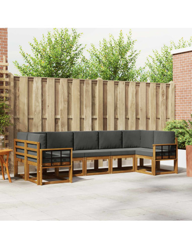 Set di divani da esterno con cuscino 7 pcs Naturale e Antracite
