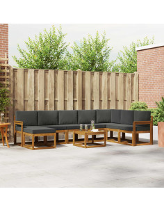Set di divani da esterno con cuscino 9 pcs Naturale e Antracite