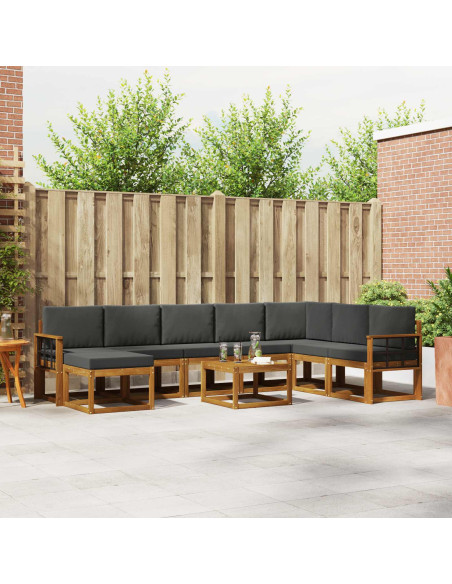 Set di divani da esterno con cuscino 9 pcs Naturale e Antracite