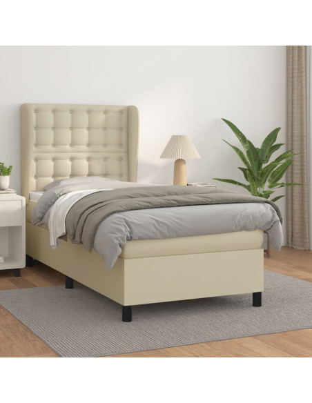 Giroletto a Molle con Materasso Crema 90x190 cm in Similpelle