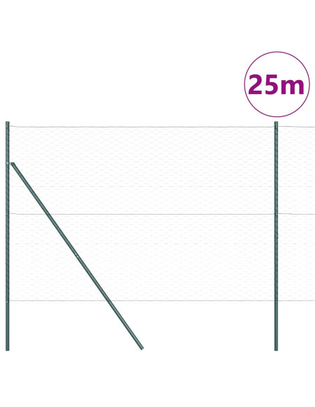 Palo della recinzione Verde 25 x 1,5 m (maglia 50 mm) Acciaio
