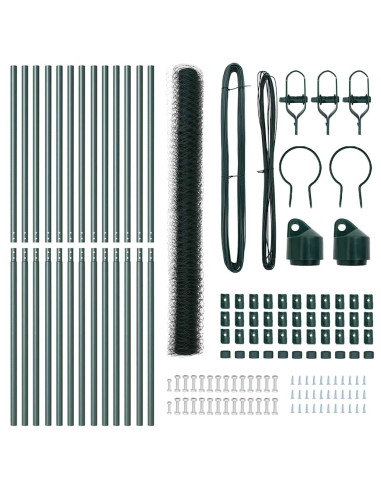 Palo della recinzione Verde 25 x 1,5 m (maglia 50 mm) Acciaio