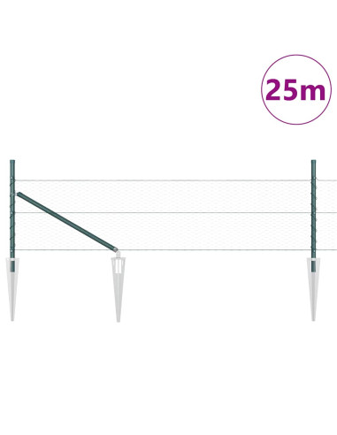 Palo della recinzione Verde 25 x 0,5 m (rete da 25 mm) Acciaio