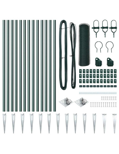 Palo della recinzione Verde 25 x 0,5 m (rete da 25 mm) Acciaio