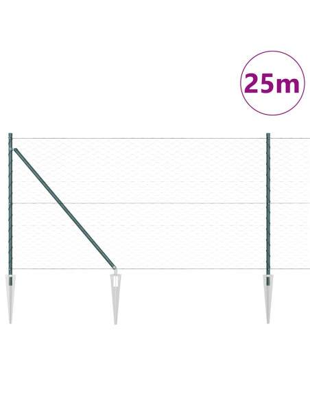 Palo della recinzione Verde 25 x 1 m (rete da 50 mm) Acciaio