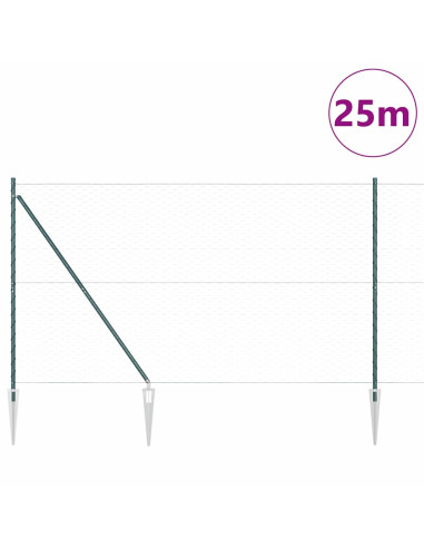 Palo della recinzione Verde 25 x 1,5 m (maglia 50 mm) Acciaio