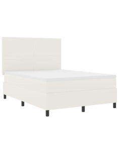 Letto a molle Crema e Bianco 140 x 190 cm Tessuto in Cords 2
