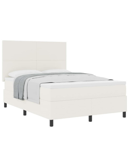 Letto a molle Crema e Bianco 140 x 190 cm Tessuto in Cords