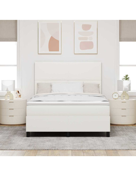 Letto a molle Crema e Bianco 140 x 190 cm Tessuto in Cords