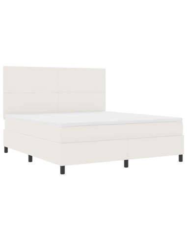 Letto a molle Crema e Bianco 180 x 200 cm Tessuto in Cords