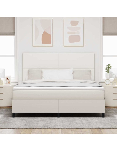 Letto a molle Crema e Bianco 180 x 200 cm Tessuto in Cords