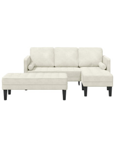 Set di divani con cuscino 2 pcs Crema Poliestere 2