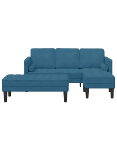 Set di divani con cuscino 2 pcs Blu Poliestere 2