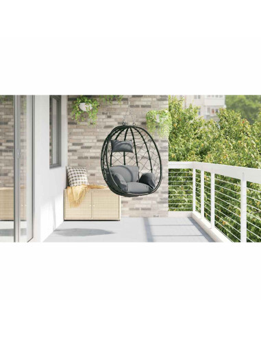 Sedia uovo sospesa Antracite 91,5 x 60 x 110 cm polyrattan
