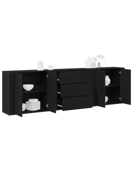 Credenza Rovere Nero 240 x 33 x 70 cm Legno multistrato