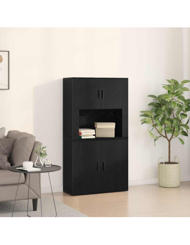 Credenza Rovere Nero 80 x 33 x 150 cm Legno multistrato