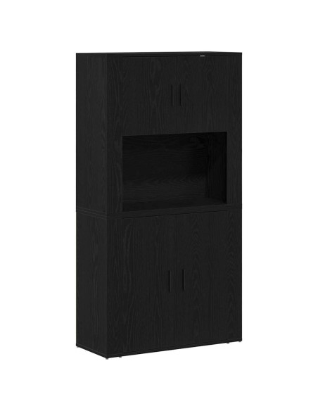 Credenza Rovere Nero 80 x 33 x 150 cm Legno multistrato