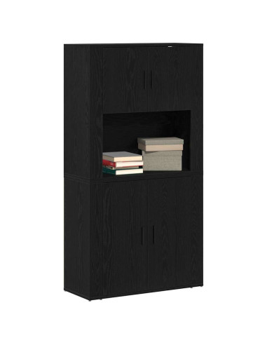 Credenza Rovere Nero 80 x 33 x 150 cm Legno multistrato