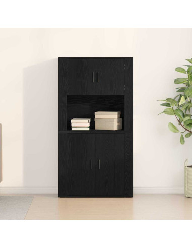 Credenza Rovere Nero 80 x 33 x 150 cm Legno multistrato