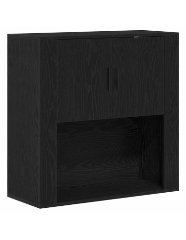 Credenza Rovere Nero 80 x 33 x 150 cm Legno multistrato