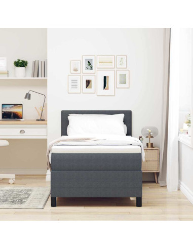 Letto a molle con testiera Grigio Scuro e Bianco 90 x 200 cm
