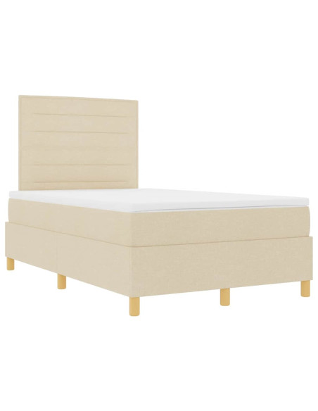 Letto a molle con materasso Crema 120 x 190 cm Tessuto