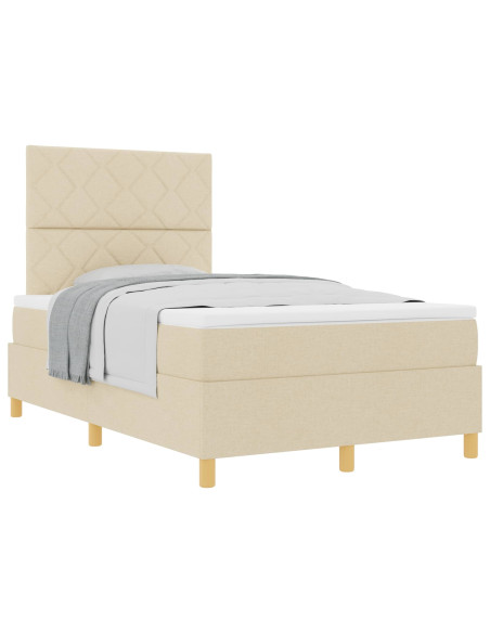 Letto a molle con materasso Crema 120 x 190 cm Tessuto