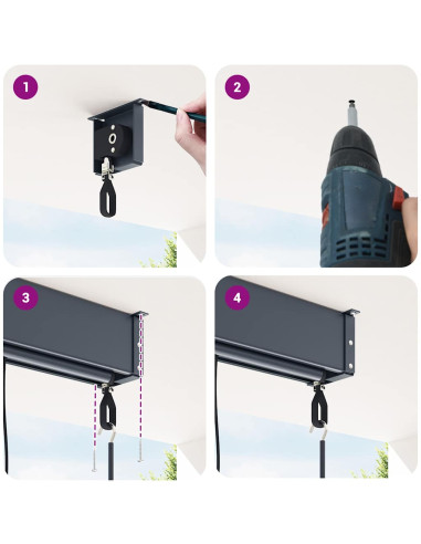 Tenda a Rullo per Esterni 60x250 cm Crema