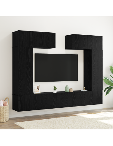 Set mobile TV 6 pcs Rovere Nero 100 x 30 x 30 cm