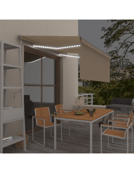 Tenda Automatica con Parasole LED e Sensore Vento 3x2,5m Crema