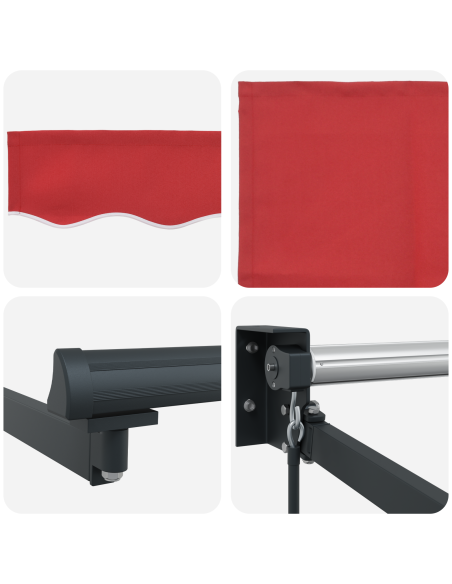 Tenda Retrattile Rosso 400 × 300 cm Poliestere e Alluminio