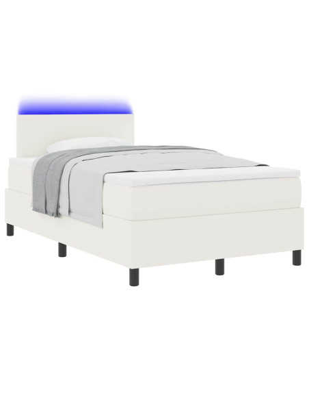 Letto a Sorgente LED con testiera Crema e Bianco 120 x 200 cm