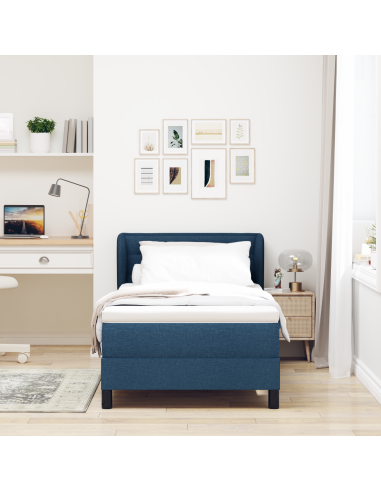 Letto a molle con materasso Blu 90 x 190 cm Tessuto