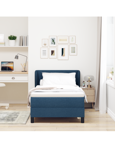 Letto a molle con materasso Blu 90 x 190 cm Tessuto