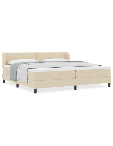 Letto a molle con materasso Crema 200 x 200 cm Tessuto